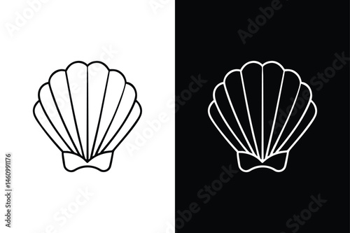 Clam Shell Line Icon. Marine Mollusk Vector Illustration