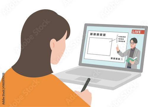 オンライン塾で勉強する女性