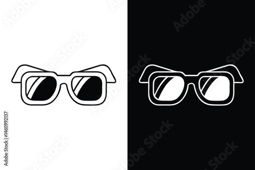 Clean Black Line Vector Icon of Sunglasses for Travel Graphics