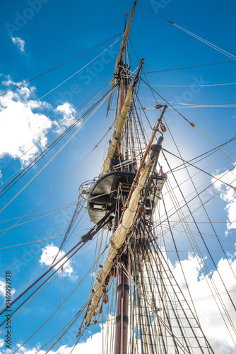 Mainmast of the HMB ENDEAVOUR replica at the Maritime Museum