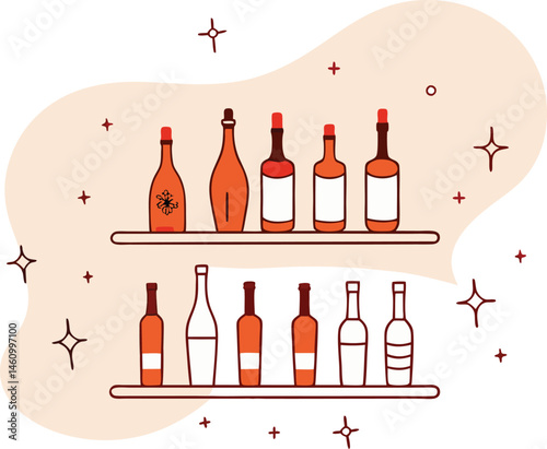 wine bottle and glass