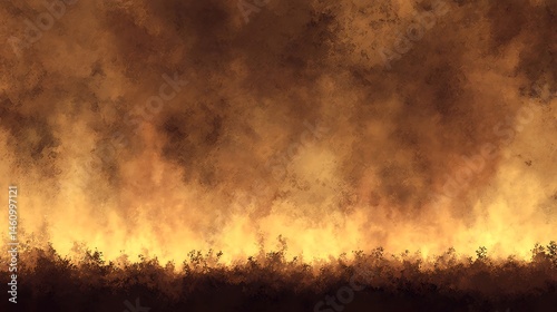 Fiery Golden Sunset Dramatic Sky Landscape Burning Bush Forest hot art fire heat dark fall mood warm