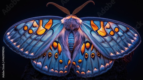 Nocturnal beauty, illuminated moth