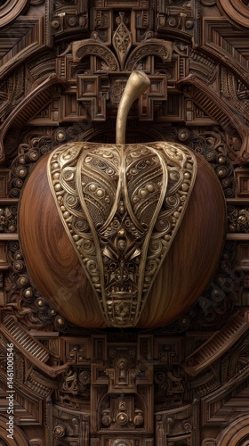 Ornate wooden  within intricate carved frame.