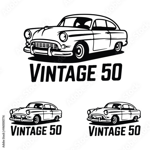 A silhouette of vintage 50 retro Icon vector on a white background
