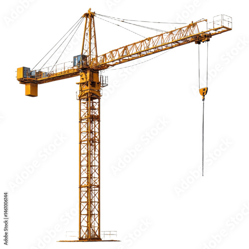 Tower crane isolated on transparent background.