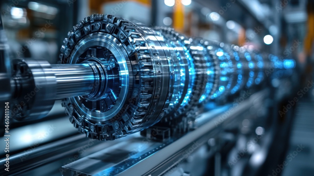 Fototapeta premium Precision-engineered mechanical device displayed in a high-tech manufacturing environment showcasing advanced technology and intricate designs