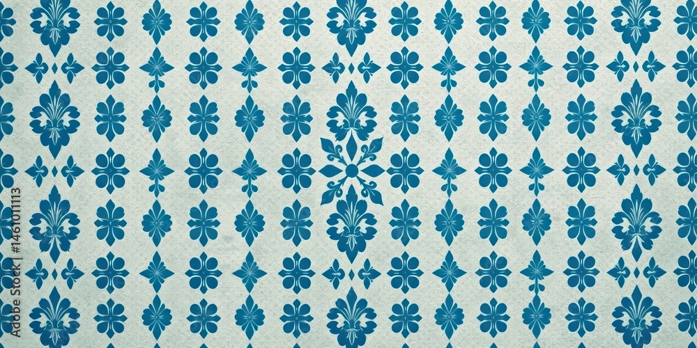 Elegant Teal and Off-White Floral Pattern Design for Textiles Elegant Teal and Off-White Floral Pattern Design for Textiles