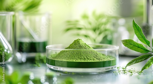 Green powder sample in lab setting (1)