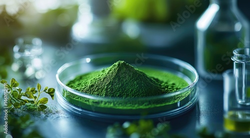 Green powder sample in lab setting (4)