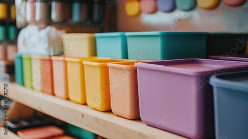 Wallpaper Mural Organized colorful silicone molds lined up on a shelf Torontodigital.ca