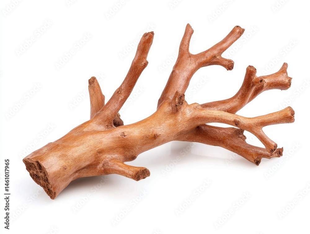 Reddish Brown Branch Detailed Close Up on White Background Reddish Brown Branch Detailed Close Up on White Background