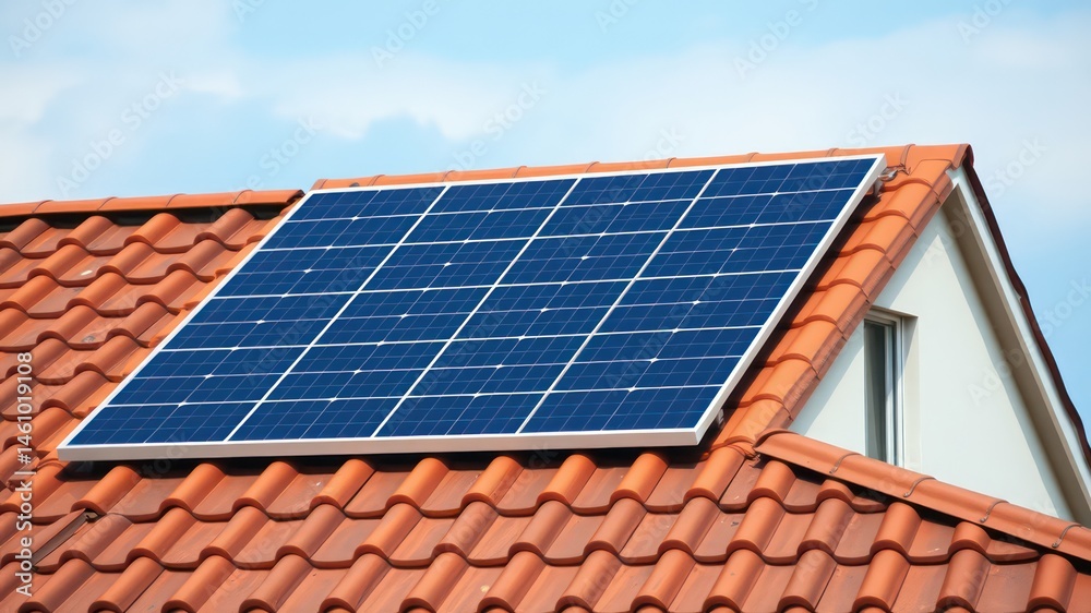 Residential Rooftop Solar Panel Installation on a Tile Roof Residential Rooftop Solar Panel Installation on a Tile Roof