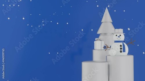 Wallpaper Mural 3D blue and white background with Christmas minimalist podium, suitable for product promotion Torontodigital.ca