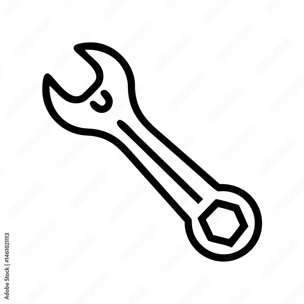Wrench Icon isolated on white Wrench Icon isolated on white