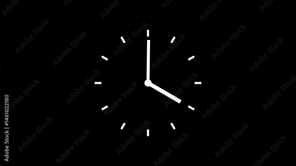 Clock spinning, watch animation on transparent background with alpha channel. Clock icon flat style 24 hours day fast speed with moving timer clock rotation