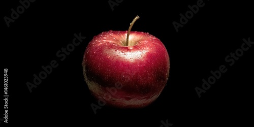 Single, red  with water droplets on a dark background.