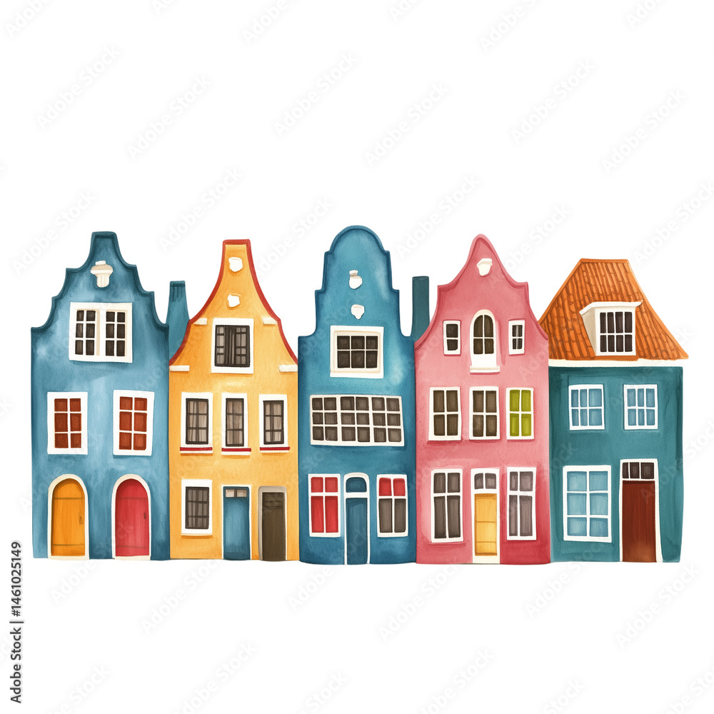 Fototapeta premium vector illustration of houses watercolor Illustration clipart