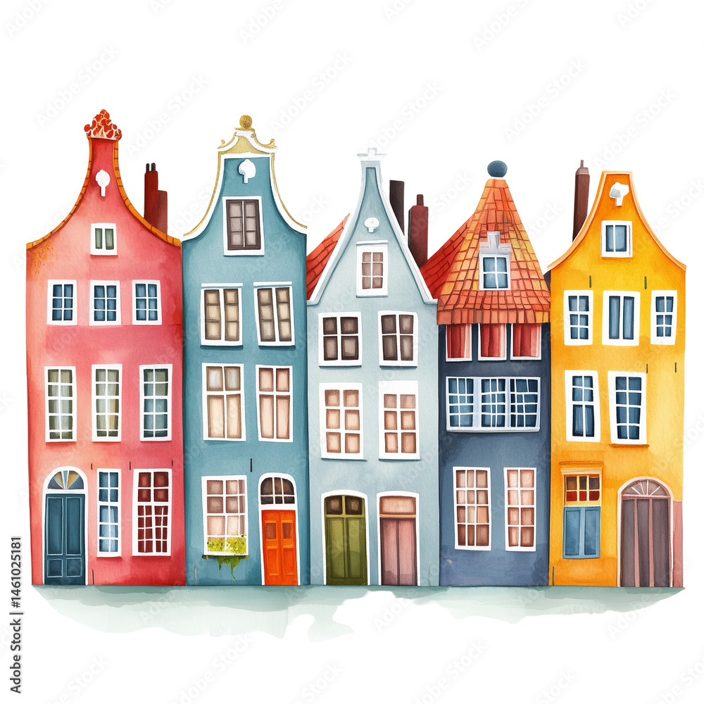 Fototapeta premium vector illustration of houses watercolor Illustration clipart