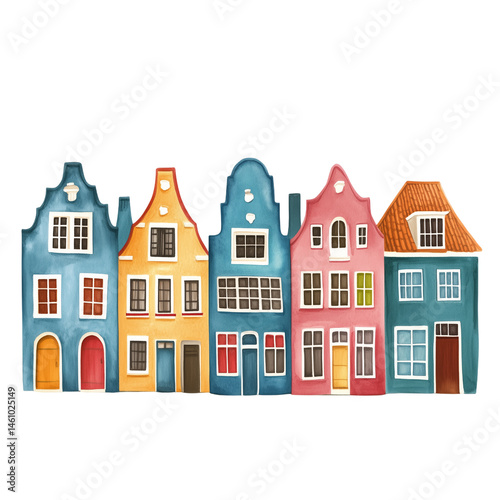 vector illustration of houses watercolor Illustration clipart
