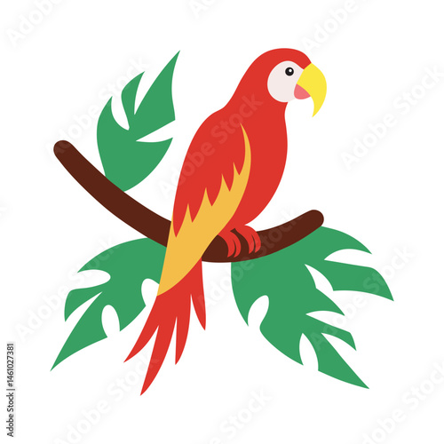 Scarlet Macaw Silhouette Flying Over Canopy