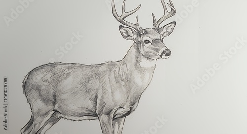 Hand-Drawn Illustration of a Deer in Naturalistic Style