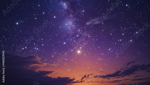 夕暮れの空に星が輝く