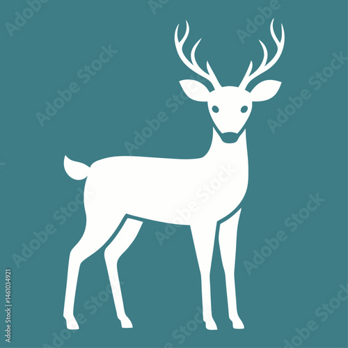 White tailed Deer Vector Silhouette  Vintage Badge Style for Apparel and Logos