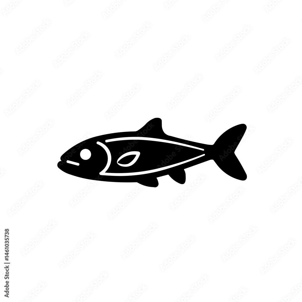 Simple fish salmon black flat icon