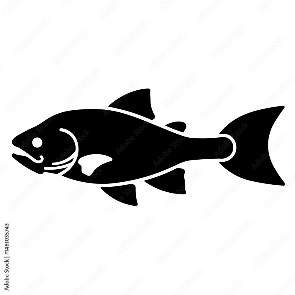 Simple fish salmon black flat icon