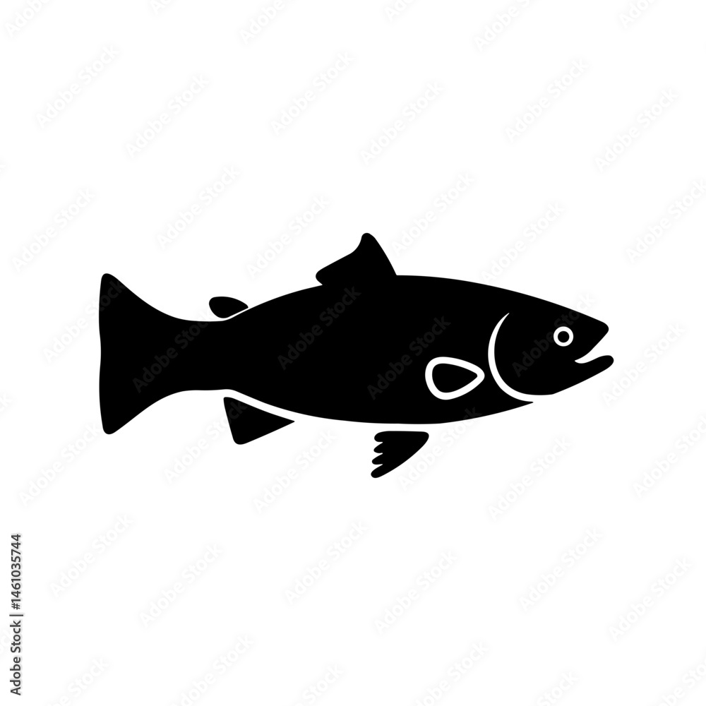 Simple fish salmon black flat icon