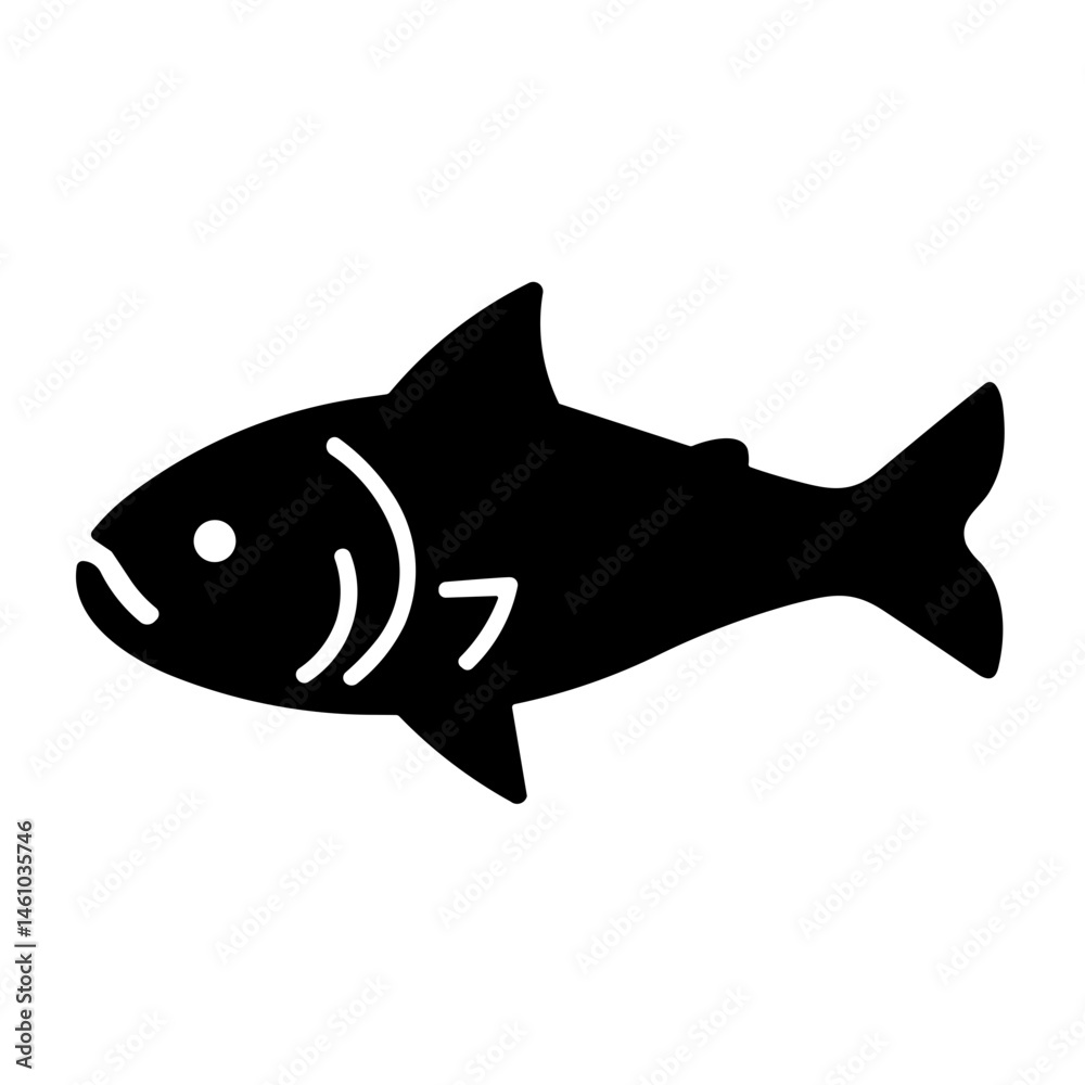 Simple fish salmon black flat icon