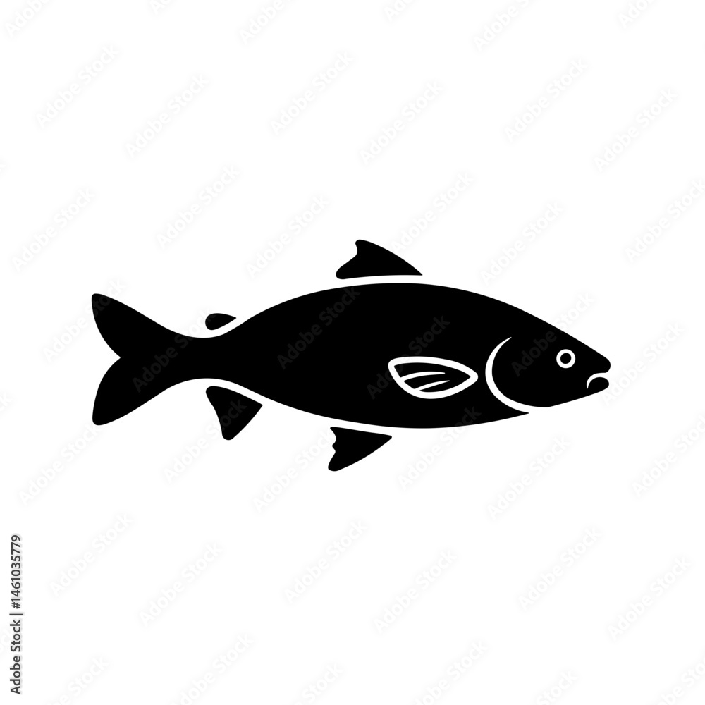 Simple fish salmon black flat icon