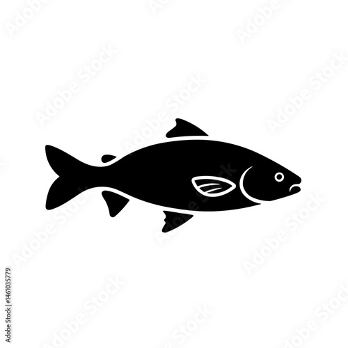 Obraz na płótnie Simple fish salmon black flat icon w salonie