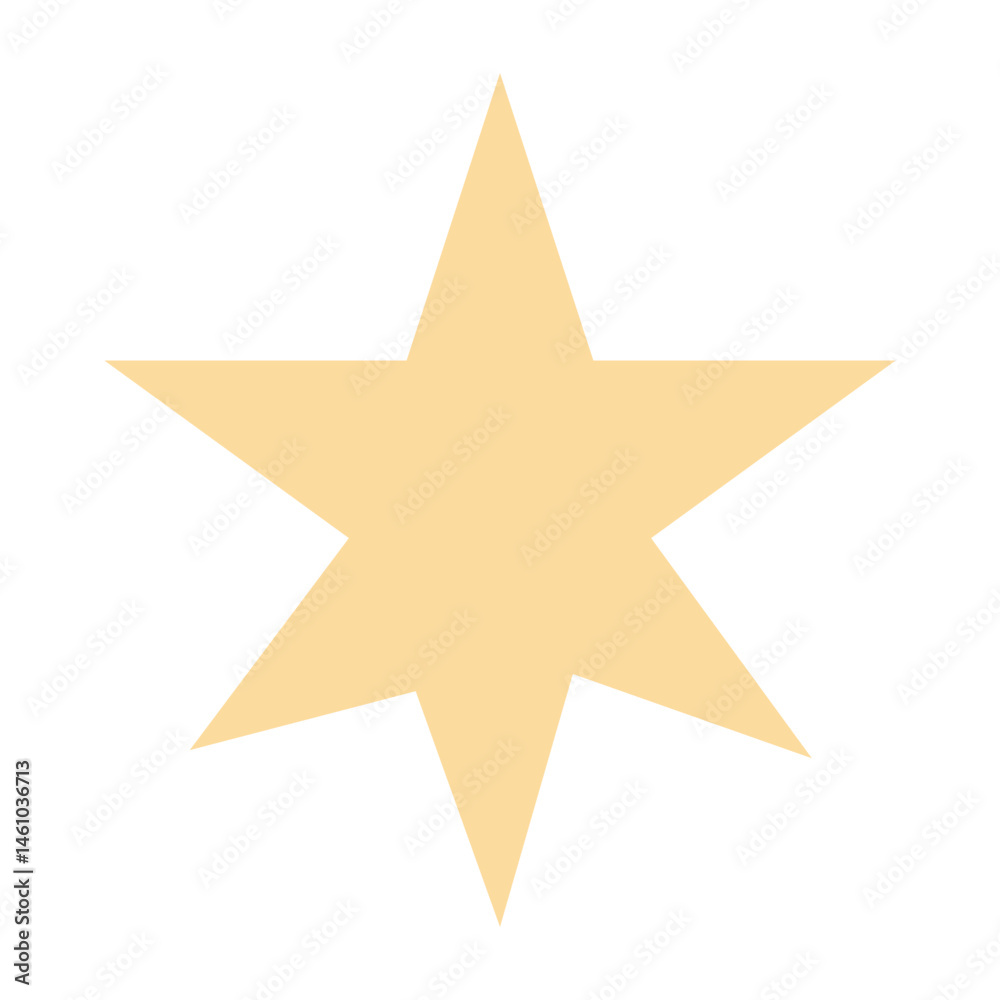 An artistic illustration of a symmetrical six-pointed star in light yellow, designed with equal-length points. Created in a minimal and geometric style for abstract-themed projects.
