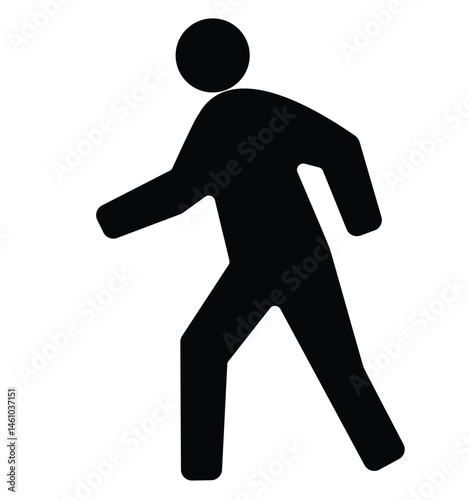 Cute cartoon hand drawn vector Walking man icon silhouette.