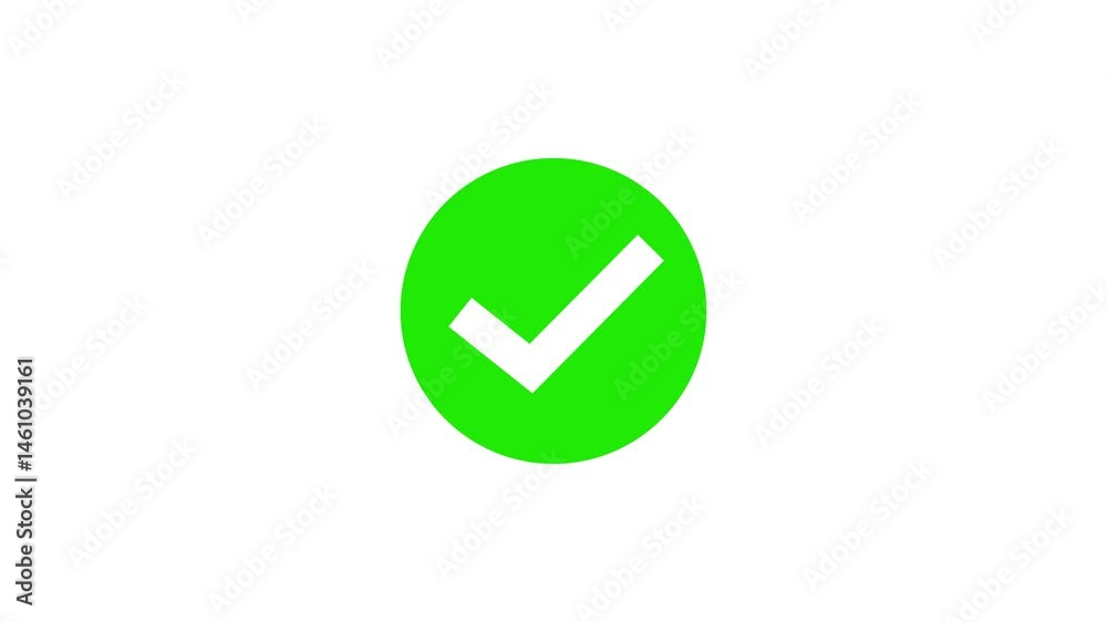 check mark icon animation.tick confirm correct accept select checkbox circle sign symbol on black background