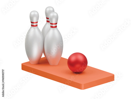 bowling pin icon 3d illustration render