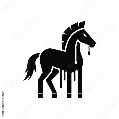 trojan horse dripping with raw energy icon of silhouette vector illustration on white background 