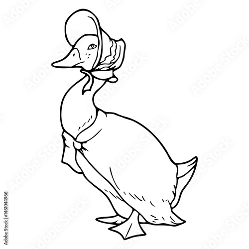 stylized goose with old-fashioned hat
