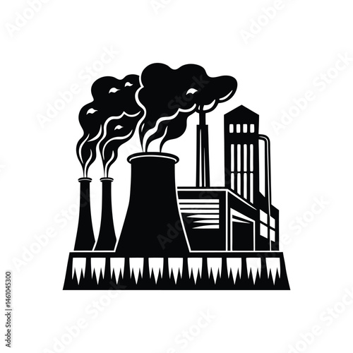 Industrial Furnace dripping with raw energy icon of silhouette vector illustration on white background