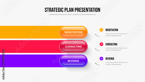 Product Visualization 3 Option Diagram Presentation Template. Corporate Growth Three Step Infographic Frame Layout. Digital Performance Slide Design Vector Illustration.