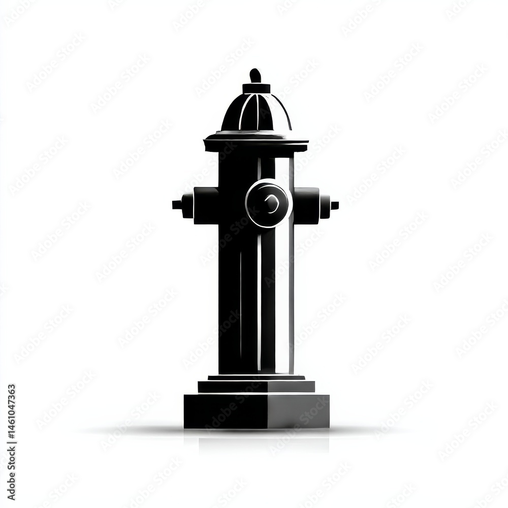 Monochromatic Fire Hydrant: A Study in Contrast and Form, Standing Tall on a Crisp, White Background with subtle shadow. Monochromatic Fire Hydrant: A Study in Contrast and Form, Standing Tall on a Crisp, White Background with subtle shadow.