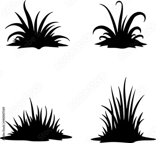 Grass Silhouette Vector Set – Lawn and Turf Shapes Collection"