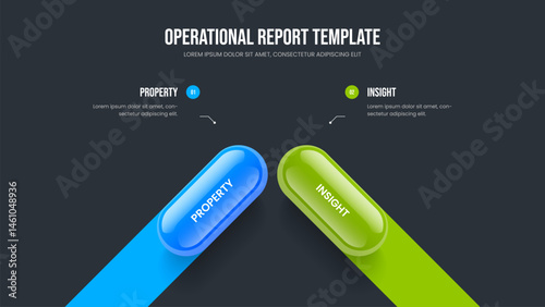 Market Plan Presentation Layout Vector Illustration. Enterprise Innovation 2 Element Diagram Frame Template. Digital Campaign Two Option Infographic Slideshow Design.