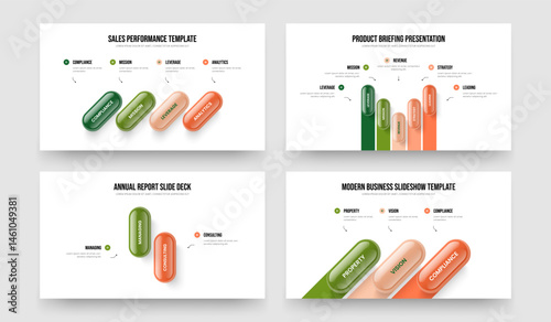 Company Insight Four Five Two Three Step Infographic Slideshow Template Vector Illustration Collection. Investor Proposal 4 5 2 3 Option Diagram Presentation Layout Bundle.
