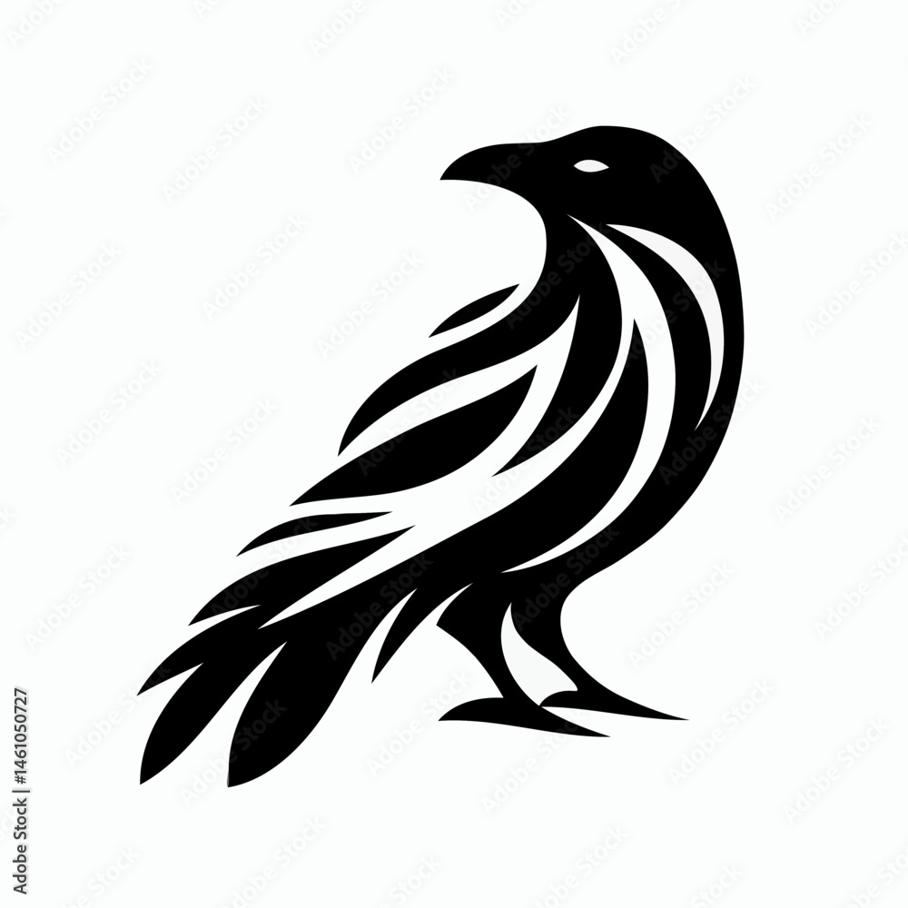 Obraz premium Stylized raven on white background