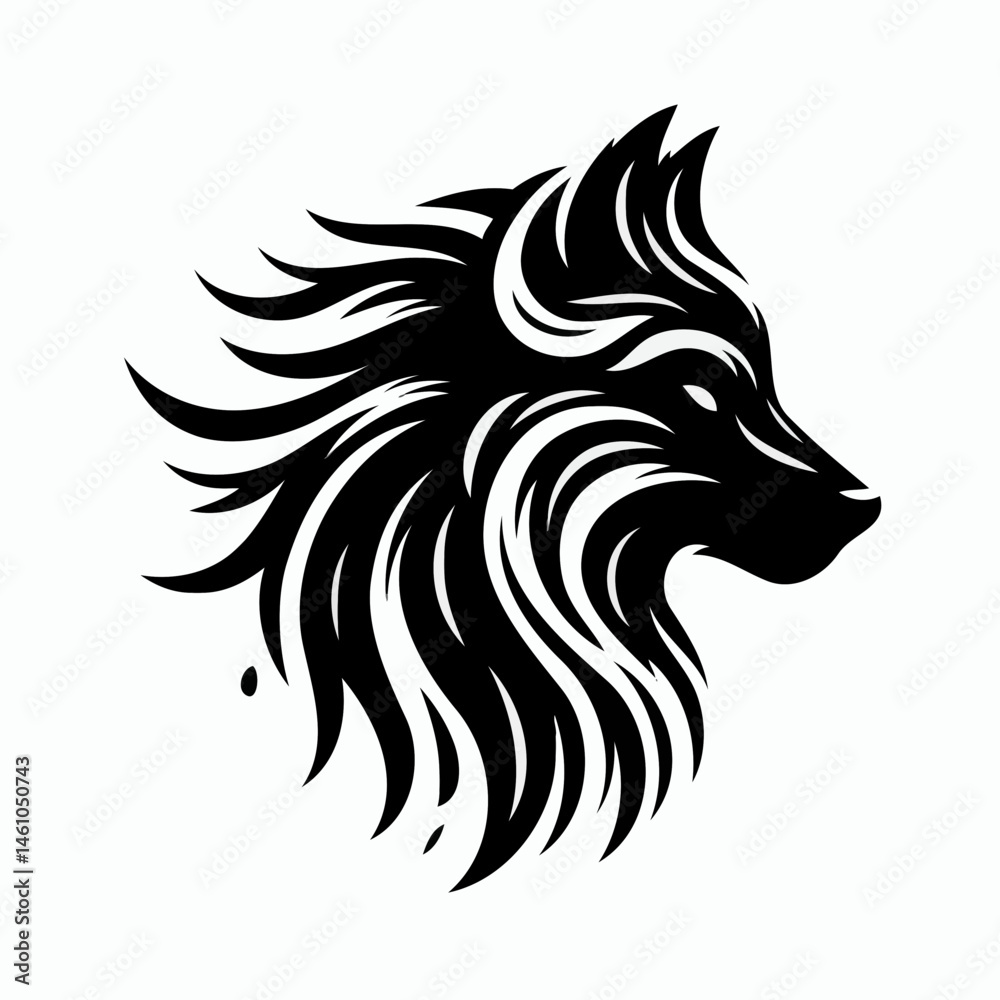 Fototapeta premium Wolf head in profile on white background