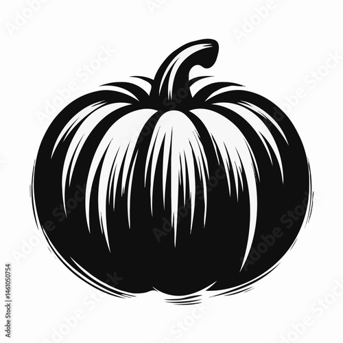 Halloween pumpkin in black vector style on white background
