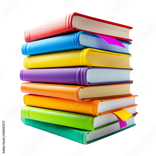 Wallpaper Mural Stack of colorful books with bookmarks learning education knowledge reading literature study school Torontodigital.ca